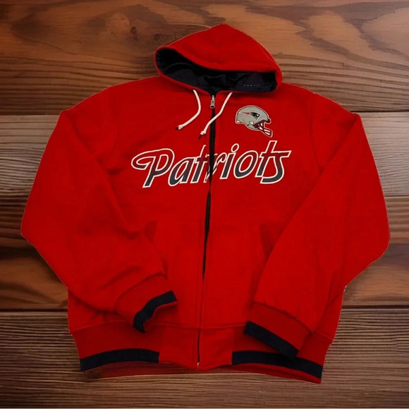 New England Patriots REVERSIBLE Jacket Men’s XL NFL Full Zip G-III Red/Navy READ - Picture 1 of 12